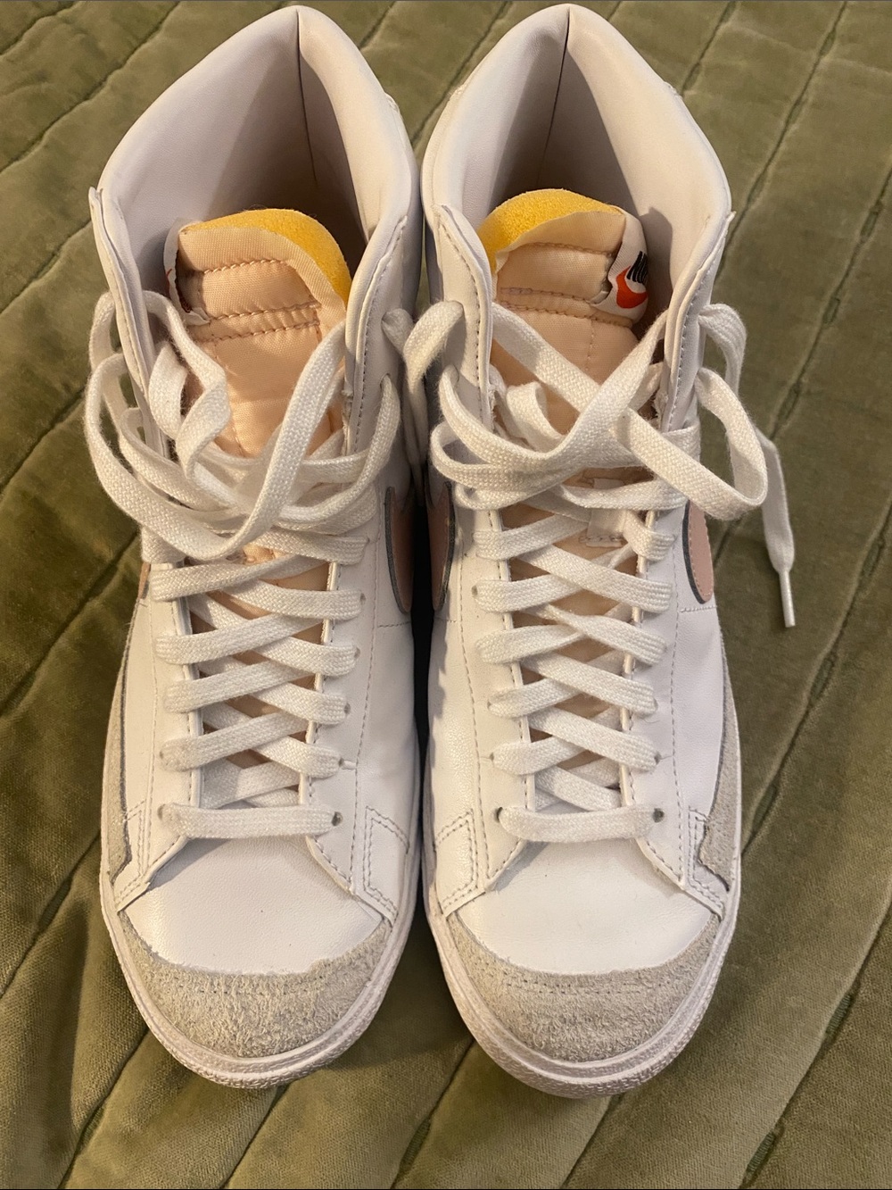 Nike White High-Top Sneakers with Pink Accents